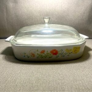 Floral Glass Lid Casserole Dish
